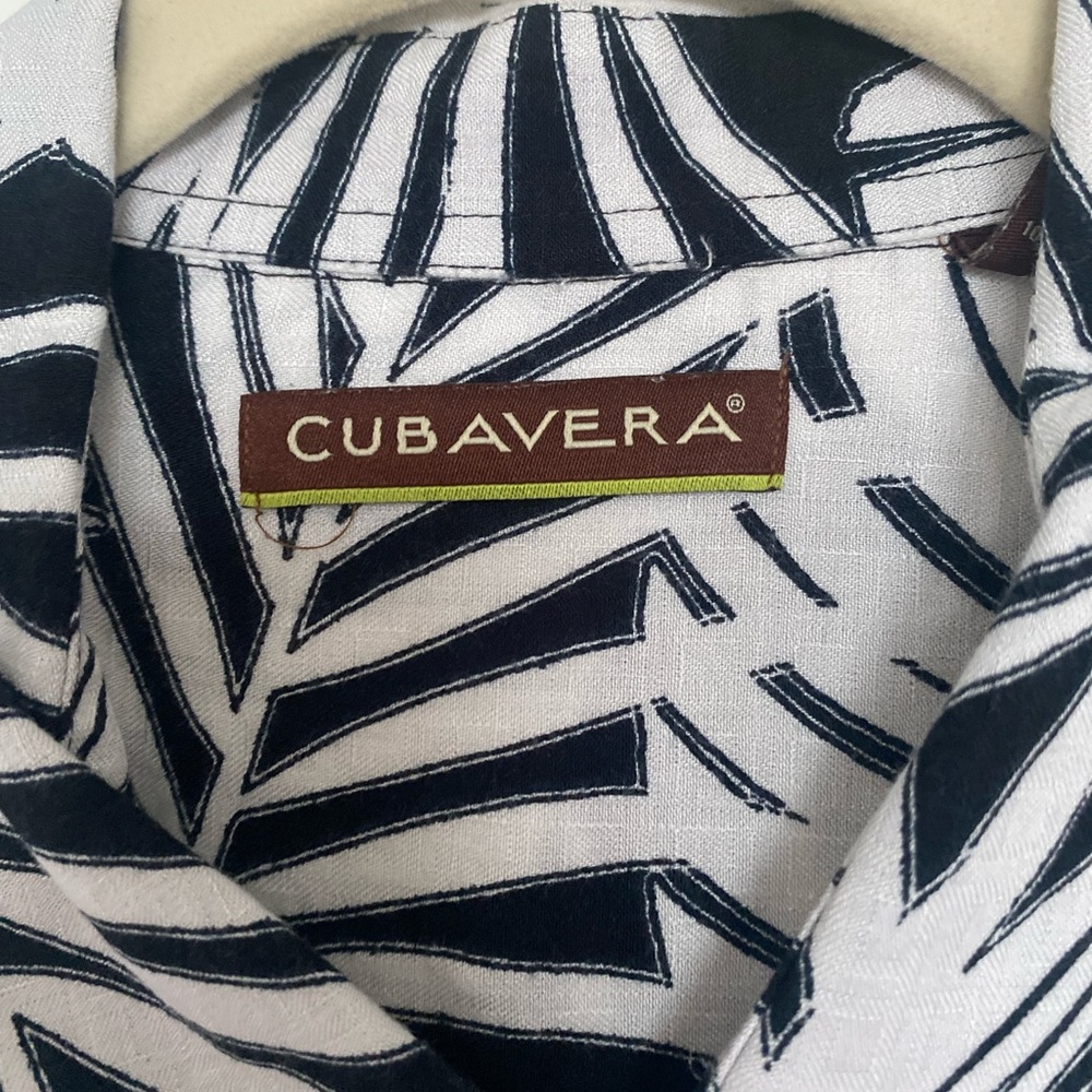 Cubavera Monochrome Leaf Pattern Shirt